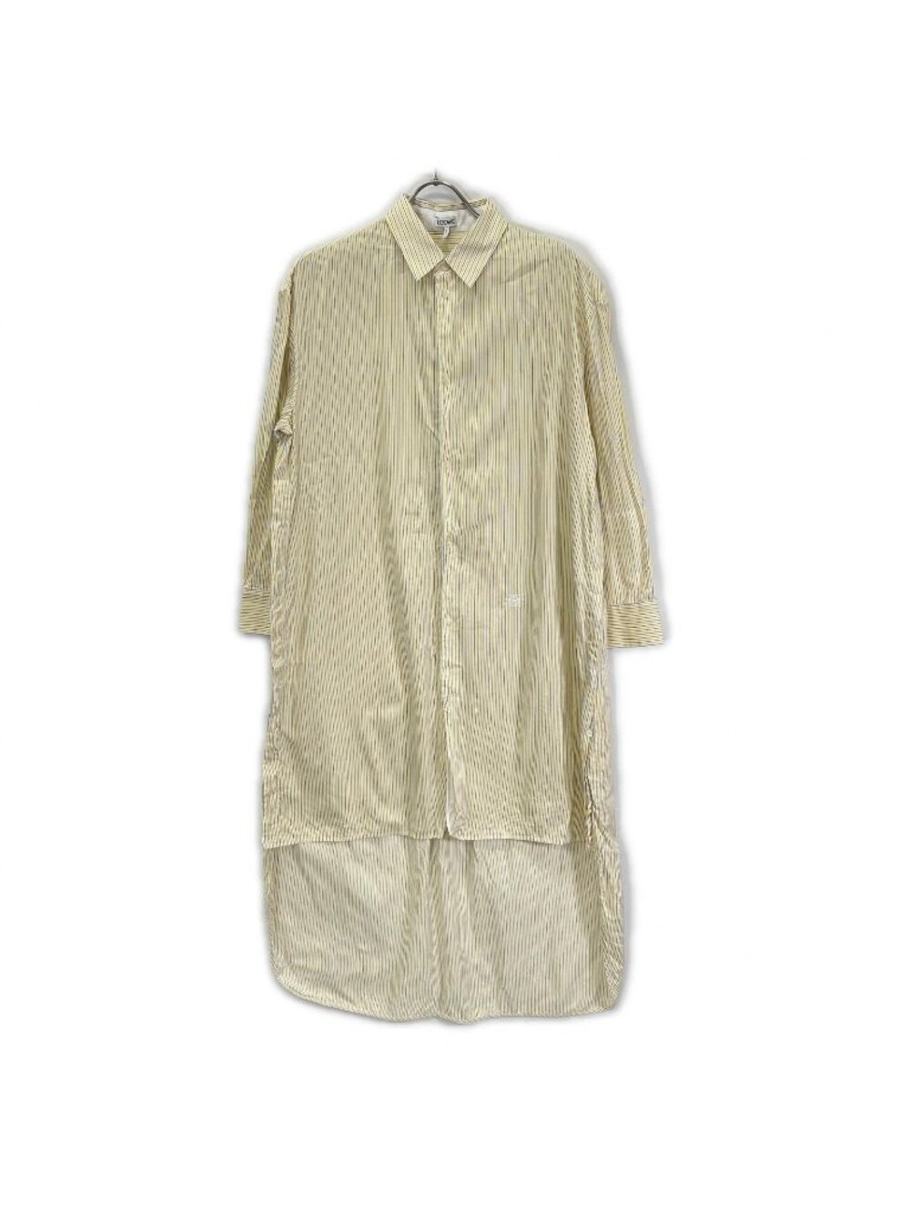 Loewe Yellow Blue Striped Anagram Embroidery Shirt Dress 34